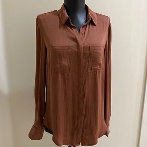 a new day brick colored button down blouse M